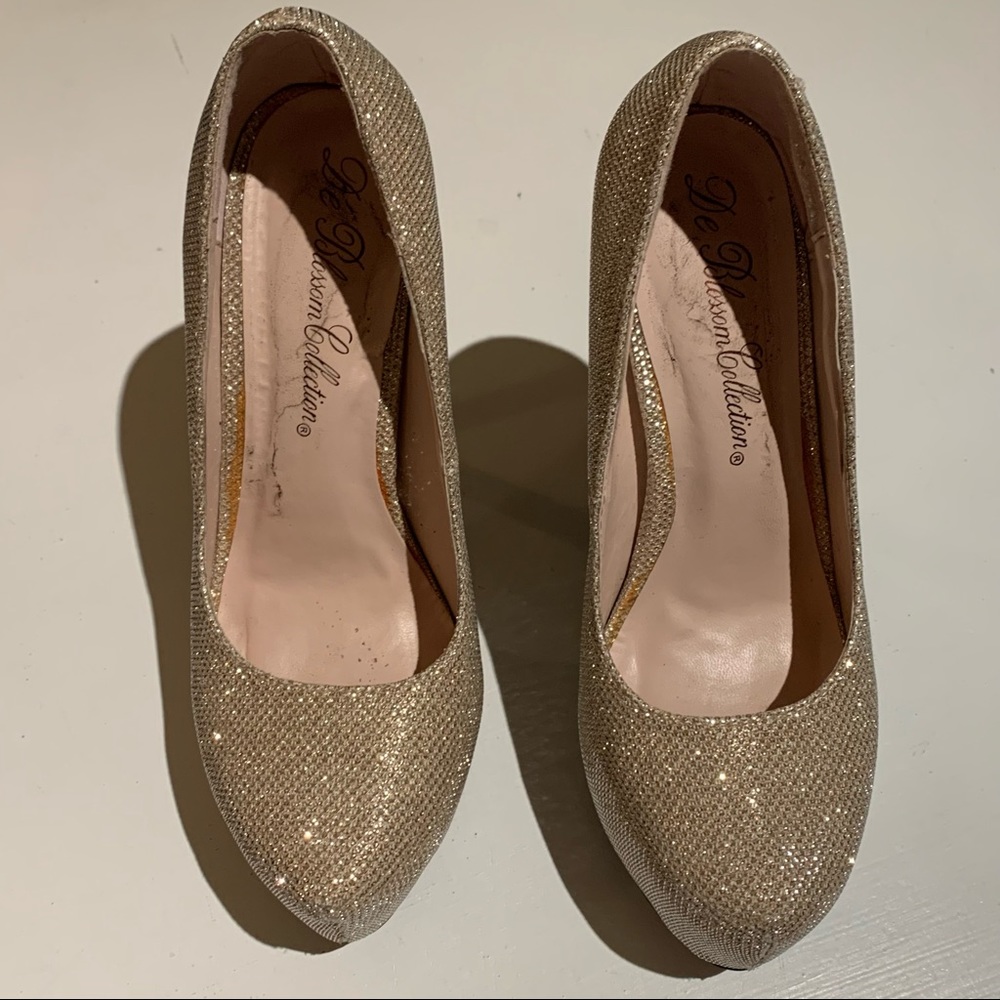 De blossom collection nude sparkle gold shimmer 6.5 platform heel - Picture 3 of 6